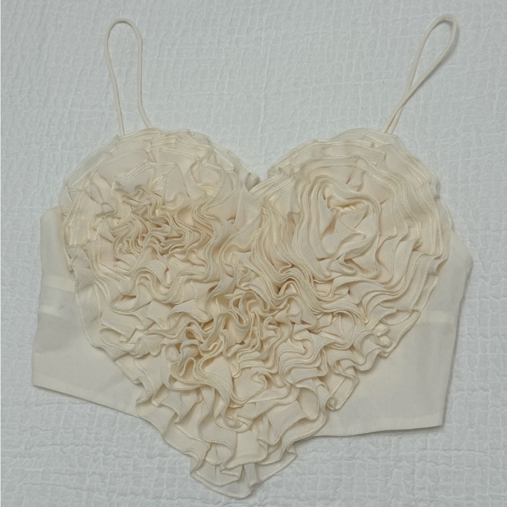Zara Cream Ruffled Heart Bralette